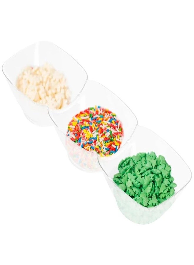 Kaya Premium Clear Rectangular 3-Hole Mini Disposable Plastic Bowls (Pack of 10) - Elegant, Durable & Ideal for Parties - Perfect for Appetizers & Tastings - Image 3