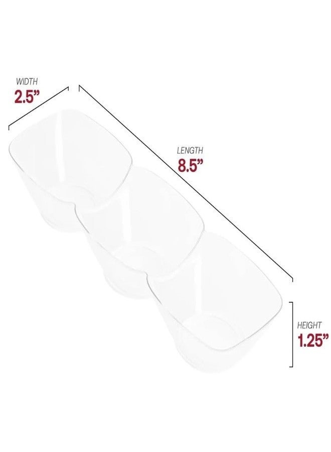 Kaya Premium Clear Rectangular 3-Hole Mini Disposable Plastic Bowls (Pack of 10) - Elegant, Durable & Ideal for Parties - Perfect for Appetizers & Tastings - Image 2