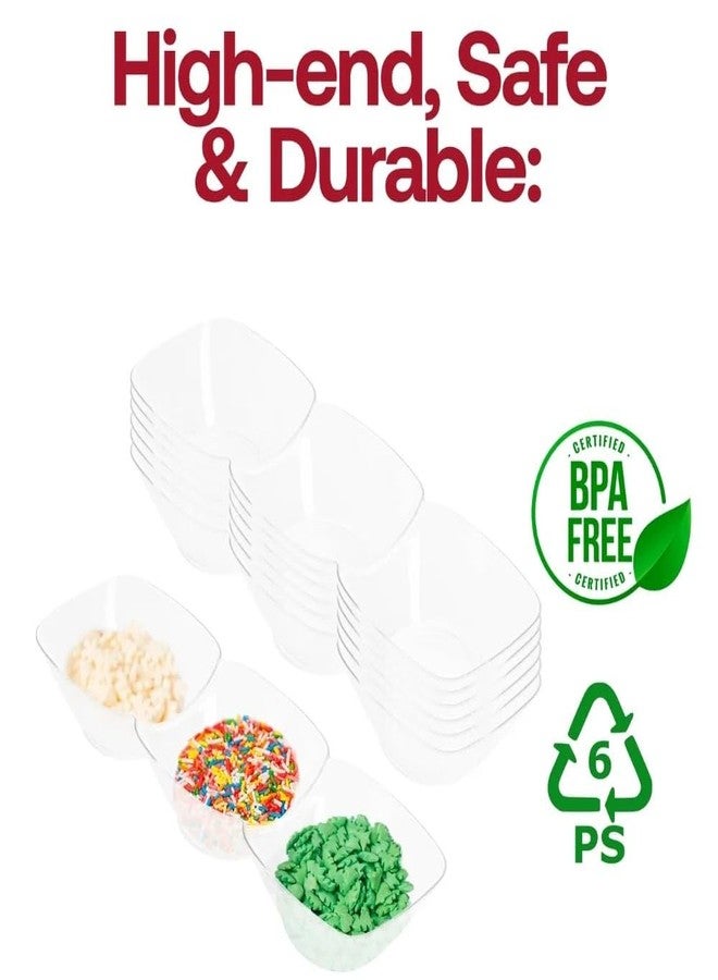Kaya Premium Clear Rectangular 3-Hole Mini Disposable Plastic Bowls (Pack of 10) - Elegant, Durable & Ideal for Parties - Perfect for Appetizers & Tastings - Image 4