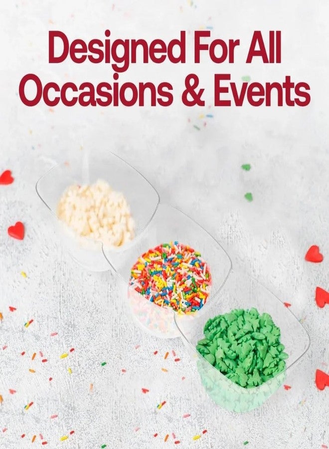 Kaya Premium Clear Rectangular 3-Hole Mini Disposable Plastic Bowls (Pack of 10) - Elegant, Durable & Ideal for Parties - Perfect for Appetizers & Tastings - Image 5