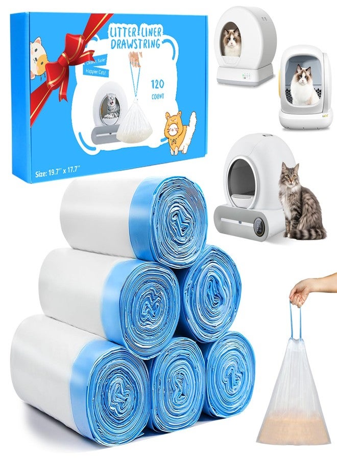 JYNSROU 120 Count Cat Litter Box Liners Bags for MeoWant MW-SC01 / MW-SC02, Extra-Thick Cat Waste Bags for Self-Cleaning Litter Box, Drawstring Self Cleaning Trash Bags -17.7" x 19.68" - Image 1