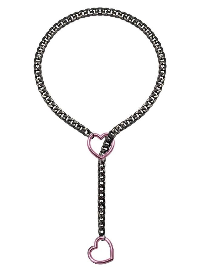 NIBEMINENT Type Wide Y Ring Slide Chain Necklace Handmade Punk Cuban 