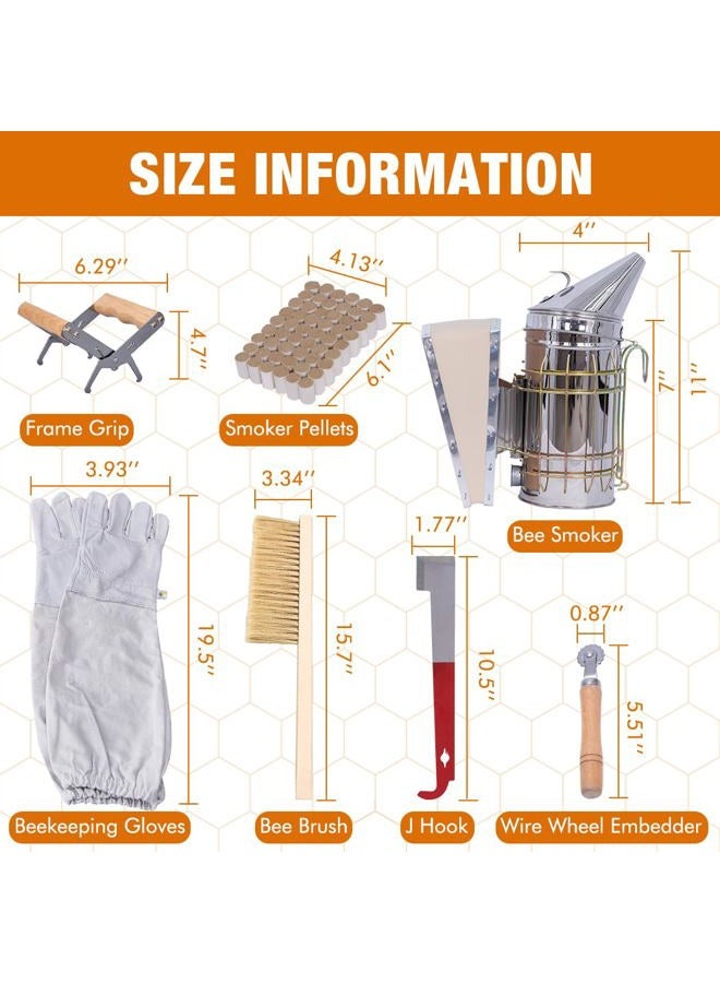 MayBee 13 Pcs Beekeeping Tools with Bee Smoker, Beekeeping Supplies Bee Hives Starter Kit for Beginners and Professional Beekeeper, Durable, Bee Keeping Supplies-All - Image 4