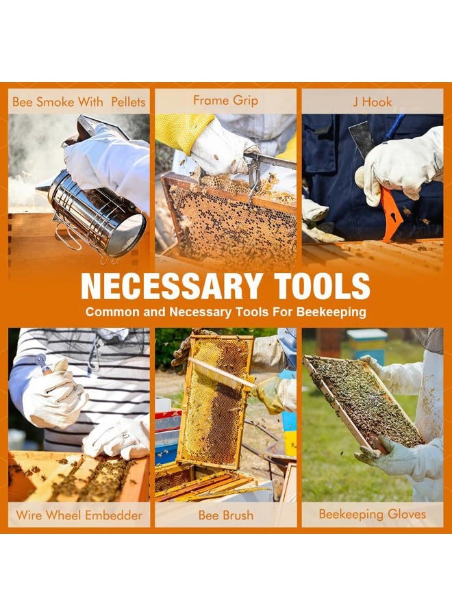 MayBee 13 Pcs Beekeeping Tools with Bee Smoker, Beekeeping Supplies Bee Hives Starter Kit for Beginners and Professional Beekeeper, Durable, Bee Keeping Supplies-All - Image 2
