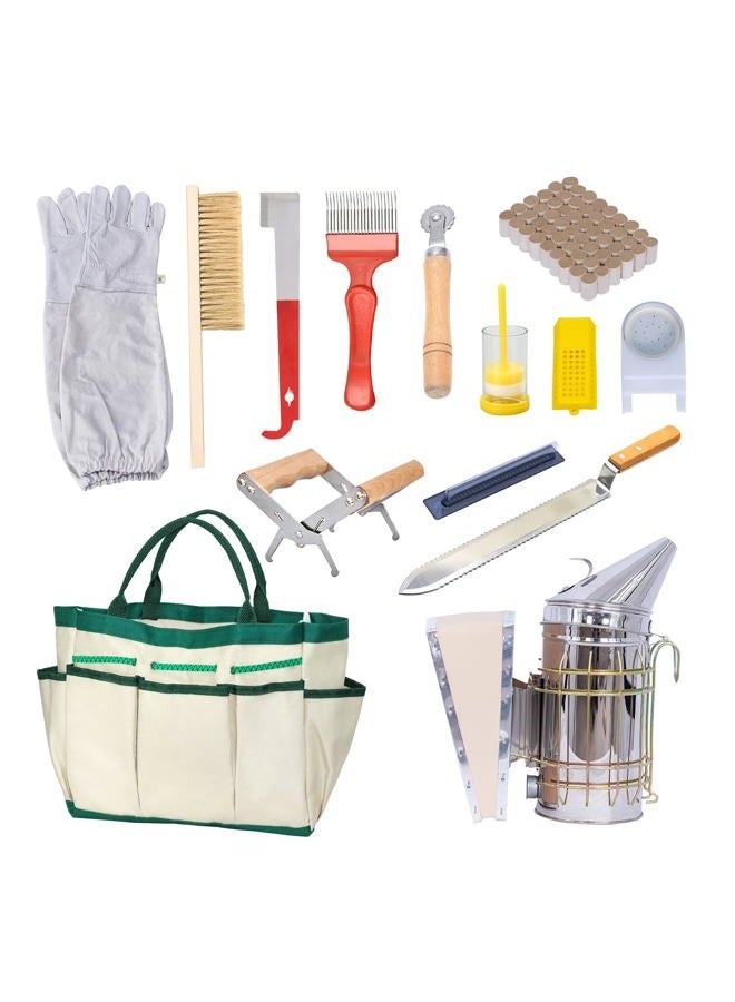 MayBee 13 Pcs Beekeeping Tools with Bee Smoker, Beekeeping Supplies Bee Hives Starter Kit for Beginners and Professional Beekeeper, Durable, Bee Keeping Supplies-All - Image 1