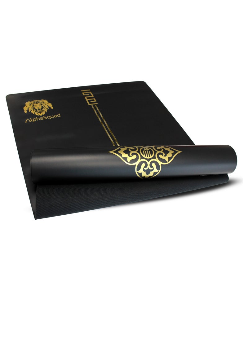 ألفاسكواد سجادة اليوجا الفاخرة ALPHASQUAD - 5 مم سميكة غير قابلة للانزلاق وسجادة لياقة بدنية لجميع أنواع اليوجا والبيلاتس وتمارين الأرضية، لون أسود - Image 1