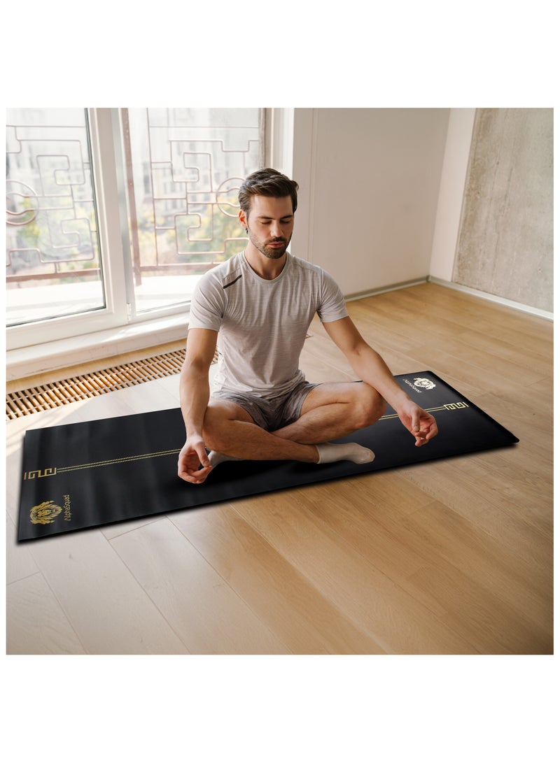 ألفاسكواد سجادة اليوجا الفاخرة ALPHASQUAD - 5 مم سميكة غير قابلة للانزلاق وسجادة لياقة بدنية لجميع أنواع اليوجا والبيلاتس وتمارين الأرضية، لون أسود - Image 3