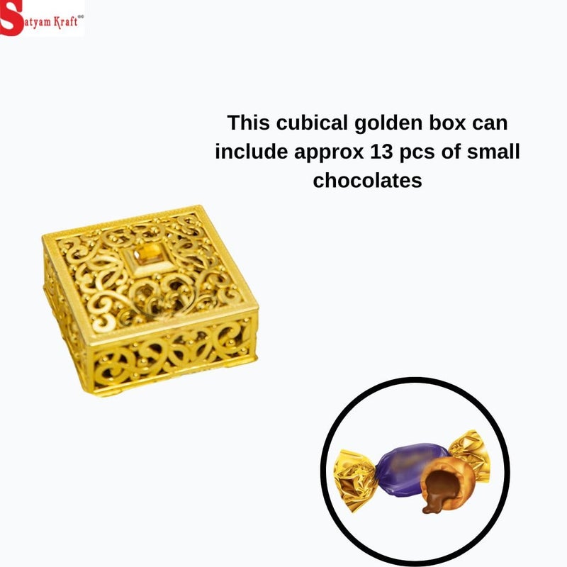 Satyam Kraft SATYAM KRAFT 12 Pcs Acrylic Golden Decorative Gift Boxes | Multipurpose Storage for Wedding, Engagement, Return Gifts, Pooja, Sweets | Mini Packing Box for Traditional & Festive (Gold, 8 cm x 3 cm) - Image 4