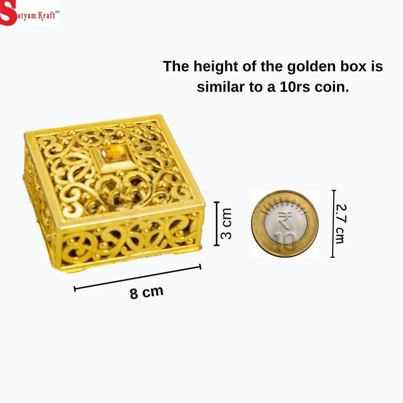 Satyam Kraft SATYAM KRAFT 12 Pcs Acrylic Golden Decorative Gift Boxes | Multipurpose Storage for Wedding, Engagement, Return Gifts, Pooja, Sweets | Mini Packing Box for Traditional & Festive (Gold, 8 cm x 3 cm) - Image 3