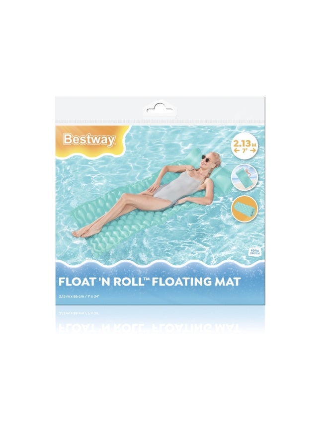 Bestway Float 'N Roll Inflatable Mat – Light Green, 2.13m × 86cm – Premium Vinyl with Dual Air Chambers – Supports up to 90kg - Image 1