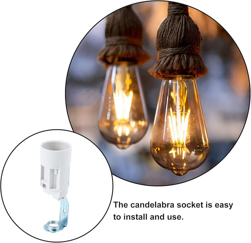 Kisangel 6 Pack White Candelabra Screw Lamp Socket Adapter with Bracket for Home Lighting - Image 4