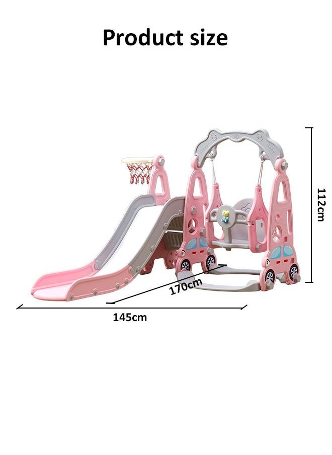 JSAITOYS - Pink Baby Plastic Swing With Kids Slides For Playground Play Set - Image 1