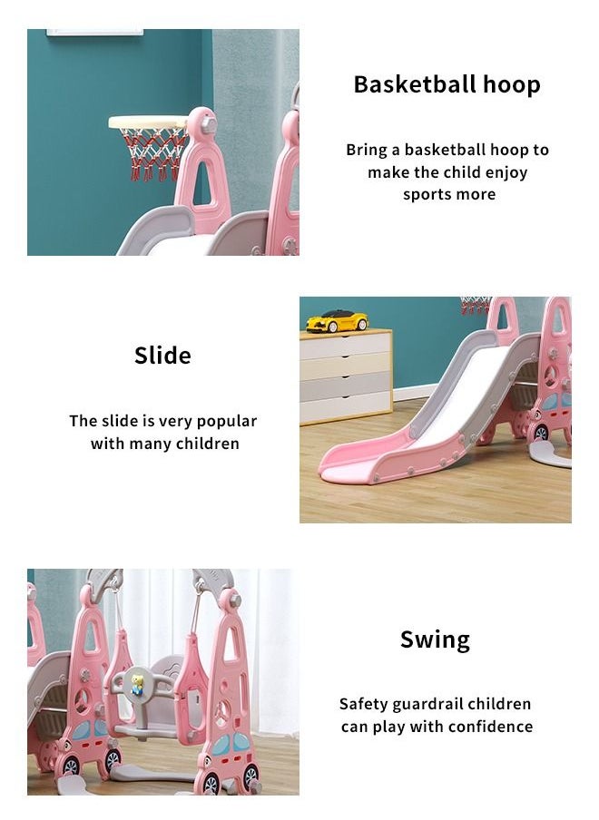 JSAITOYS - Pink Baby Plastic Swing With Kids Slides For Playground Play Set - Image 1