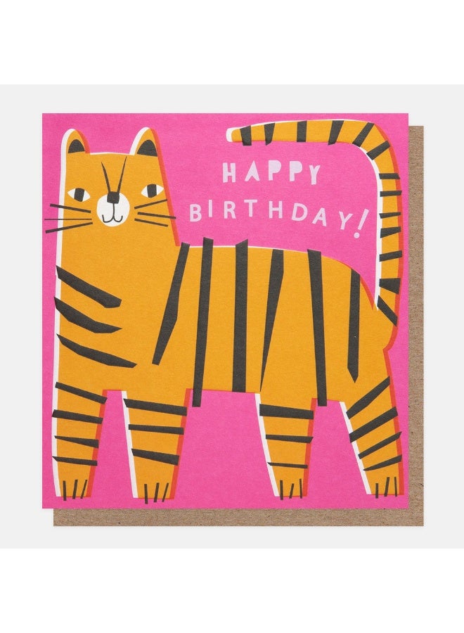 Caroline Gardner Offset Tiger Happy Birthday Greeting Card