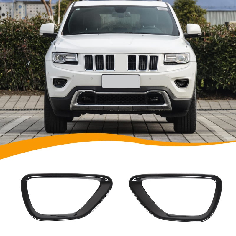 Hoolcar Front Fog Lights Cover Fog Lamp Frame Trim Replacement Compatible with 20142016 Jeep Grand Cherokee Black