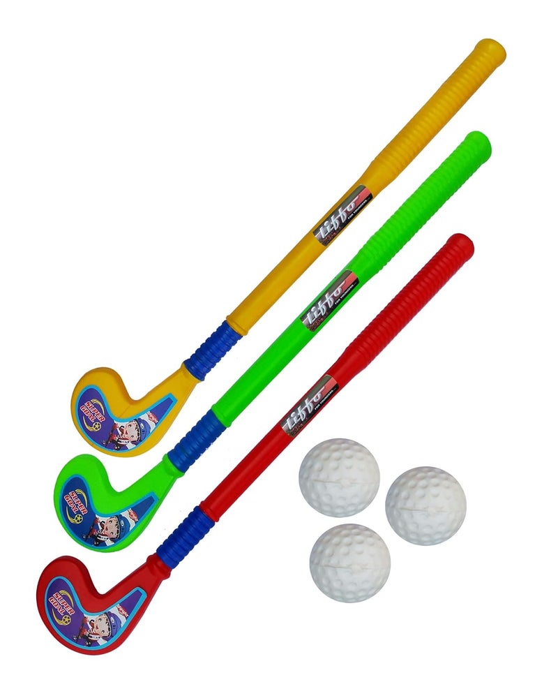 Liffo Kids Hockey Set for Kids 3 Hockey Sticks 3 Ball (3-6Year) Set of 3 - Image 1