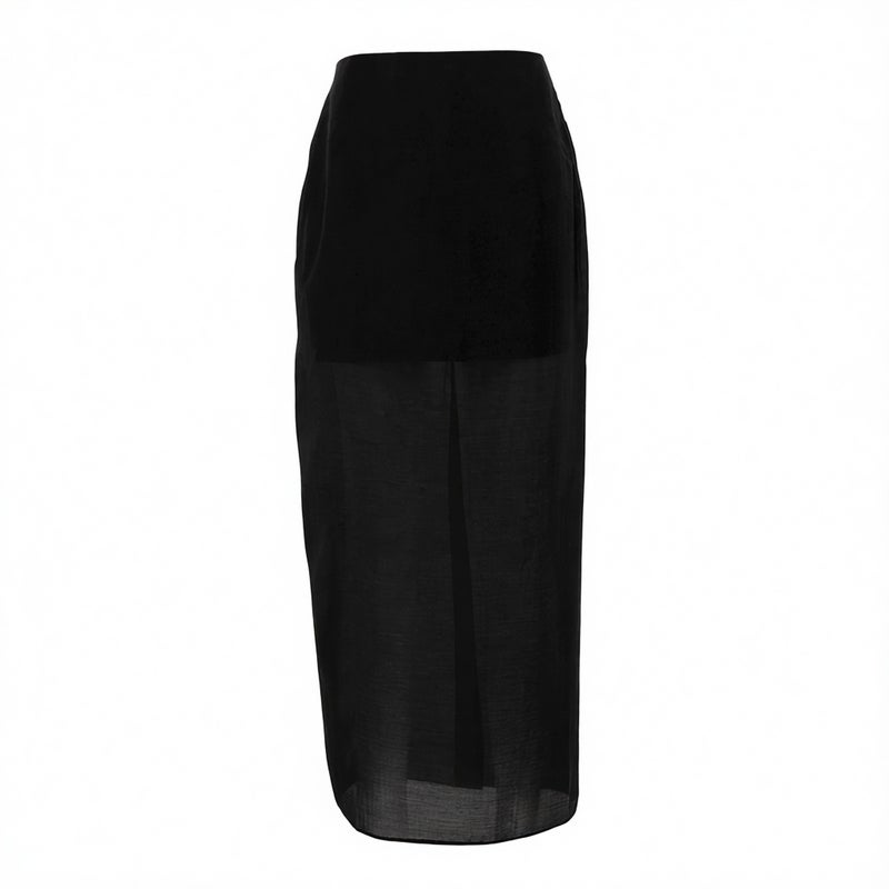 Fashionable Double-Layer Mesh High-Waist Split Bodycon Skirt - Image 5