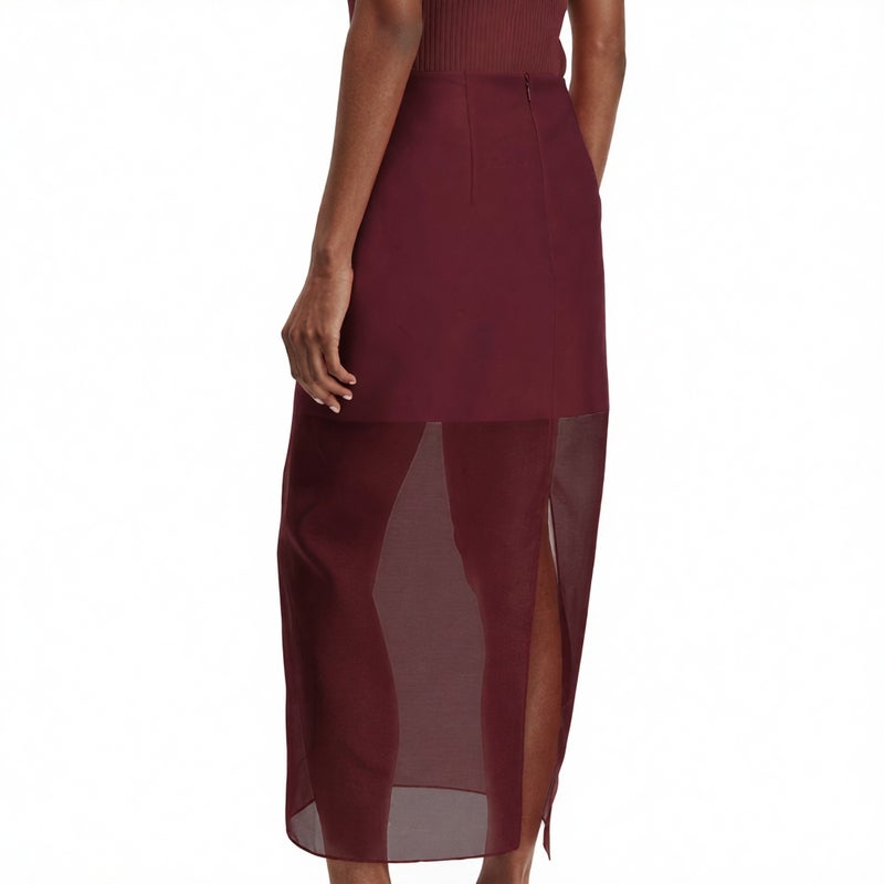Fashionable Double-Layer Mesh High-Waist Split Bodycon Skirt - Image 4