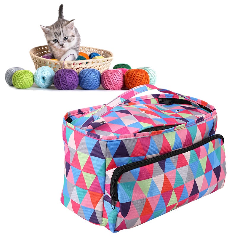 Yarn Organizer 600D Eco-Friendly Durable Fabric - Top Hole & Zipper Design Crochet Project Bag for Home Craft Storage, Portable Knitting & Crochet Use - Image 2