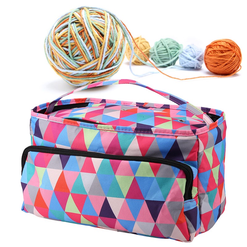 Yarn Organizer 600D Eco-Friendly Durable Fabric - Top Hole & Zipper Design Crochet Project Bag for Home Craft Storage, Portable Knitting & Crochet Use - Image 1