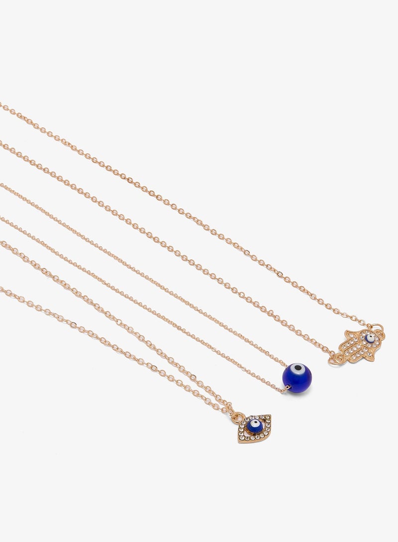 جينجر عقود بطبقات بتفاصيل العين الزرقاء - Image 2