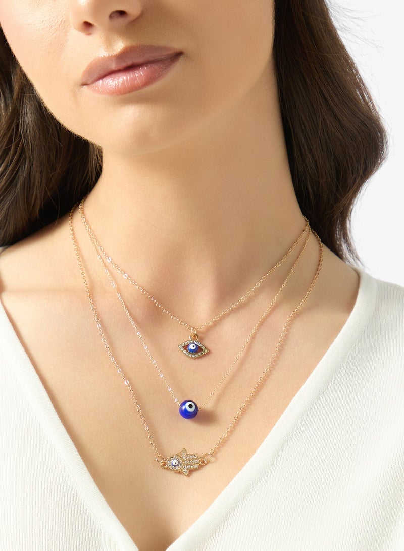 جينجر عقود بطبقات بتفاصيل العين الزرقاء - Image 1