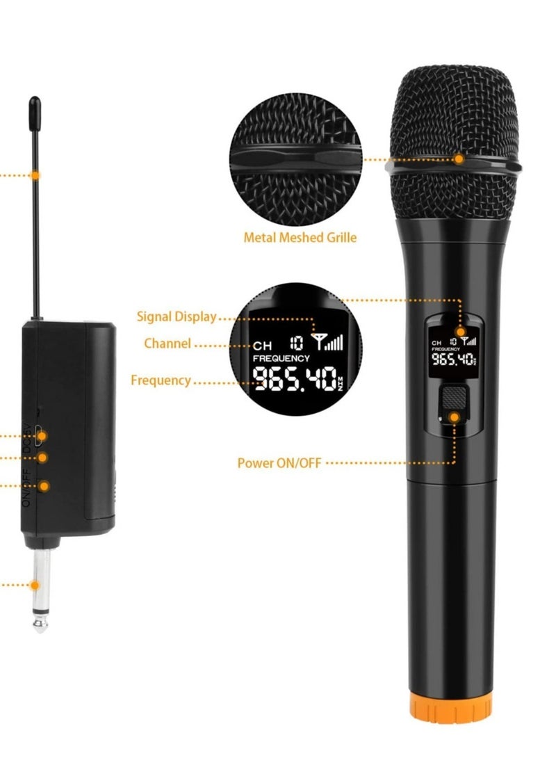 2 pack Wireless Unidirectional Microphone HAndheld Mic With Receiver 1/4 Output For Conference/Weddings/Church/Stage/Party/Karaoke, (Duel Cordless) (Black) - Image 1