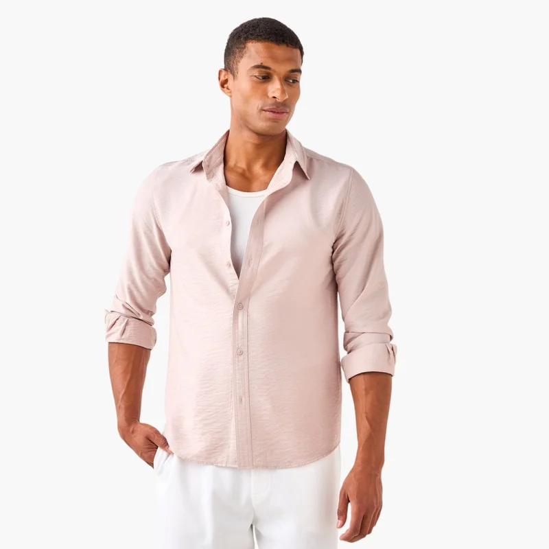 Splash FAV Regular Fit Crinkle Textured Collared Shirt