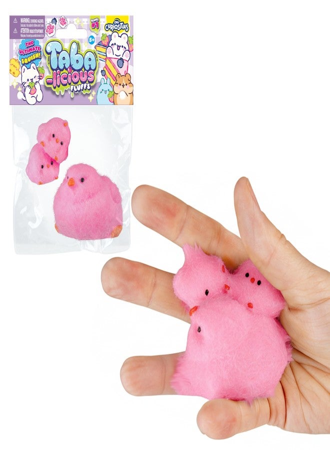 The Orb Factory ORB Tabalicious Fluffs TABA Squishy Chick Family Set (Pink) - 3 Squishy Chicks with Flocking - Soft, Sticky, TABA Squishies - Fun Stress Relief - Kawaii Sensory and Fidget Toys Kids and Adults - Image 1