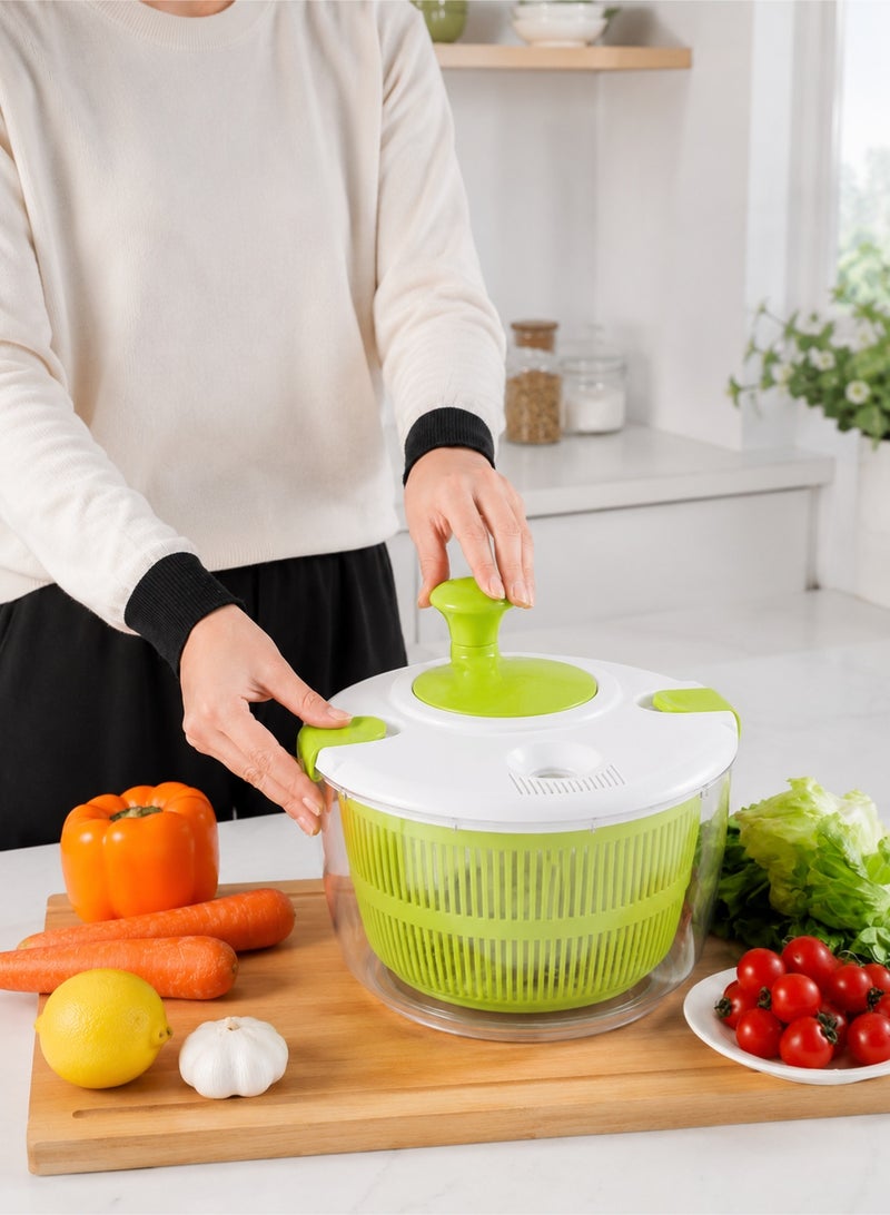 Master Gold Manual Vegetable Dryer 5L Large Rotating Handle | Professional Salad Dryer with Clear Bowl and Inner Basket | Quickly Dry Lettuce, Herbs, Fruits, Practical Kitchen Tool - Image 2