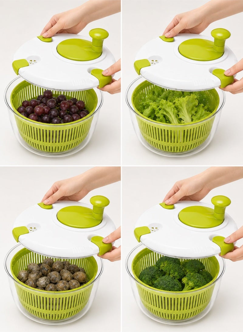 Master Gold Manual Vegetable Dryer 5L Large Rotating Handle | Professional Salad Dryer with Clear Bowl and Inner Basket | Quickly Dry Lettuce, Herbs, Fruits, Practical Kitchen Tool - Image 4
