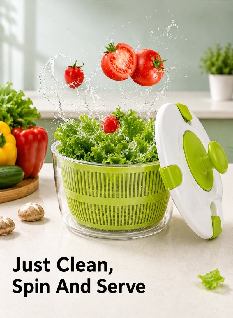 Master Gold Manual Vegetable Dryer 5L Large Rotating Handle | Professional Salad Dryer with Clear Bowl and Inner Basket | Quickly Dry Lettuce, Herbs, Fruits, Practical Kitchen Tool - Image 5