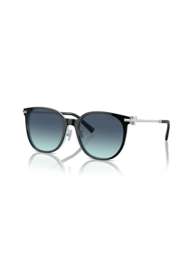Tiffany Woman ROUND  SUNGLASSES- TF 4224D - lense size:56mm - BLACK ON BLUE - Image 1