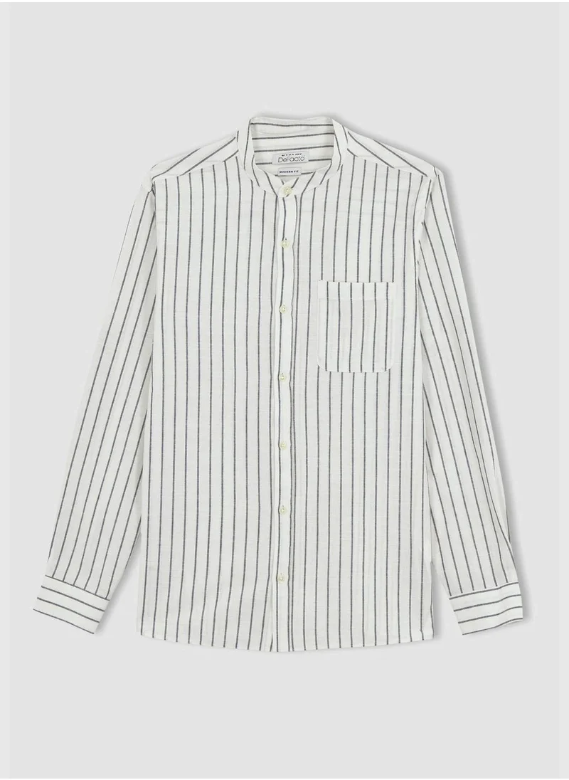 ديفاكتو Modern Fit Long Sleeve Striped Shirt