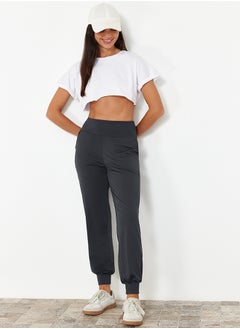 trendyol Anthracite Diver/Scuba Fabric Comfortable Cut Knitted Sports Sweatpants THMSS24EA00001  - Image 3