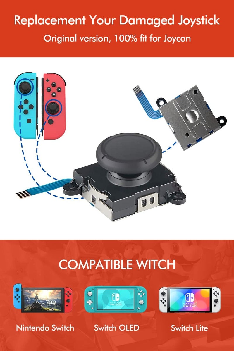 OLCLSS Joycon Joystick Replacement Kit( 48 in one), Switch Joystick Replacement for Switch/ Switch Lite/ Switch OLED, Include 4 Thumbsticks, 4 Metal Buckles, 2 Screwdrivers, Pry Tool, 12 Thumbstick Grips - Image 2
