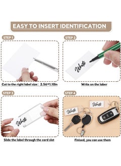 KASTWAVE Plastic Key Tags ,50 Pcs Key Tags 3 Inch Plastic Key Chain Tags Clear Slip Slot Key Tags with Split Rings, Transparent Key Chains Bulk for ID Luggage Travel Car Office Pets Storage  - Image 3