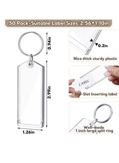 KASTWAVE Plastic Key Tags ,50 Pcs Key Tags 3 Inch Plastic Key Chain Tags Clear Slip Slot Key Tags with Split Rings, Transparent Key Chains Bulk for ID Luggage Travel Car Office Pets Storage  - Image 2
