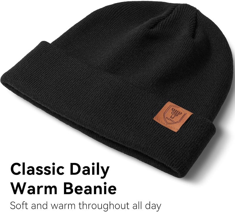 OZERO Winter Beanie Hat for Men Women: Thermal Thick Polar Fleece Lining Knit Cuffed Beanie Hats Warm Caps for Cold Weather Running, Hiking, Travel - Image 4