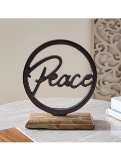 Drane Peace Aluminium Accent with Wooden Base 22x6x20 cm - pzsku/Z8834735ABA394BC23565Z/45/_/1735795077/6a27fbf8-cd32-4dd0-9c0b-63b2a25e1c40