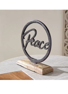 Drane Peace Aluminium Accent with Wooden Base 22x6x20 cm - pzsku/Z8834735ABA394BC23565Z/45/_/1735795078/f1aac2de-74b5-4c97-8e52-58dfafa3f579