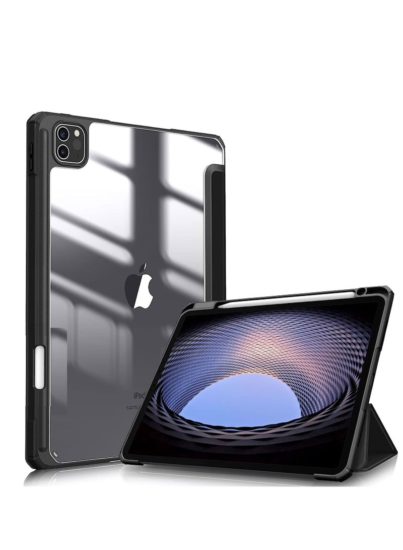 Case for iPad Pro 11 Inch 4th Generation 2022, iPad 11 Pro Case 2021/2020 (3rd 2nd Gen) with Pencil Holder, Transparent Clear Hard Shell Back, Auto Sleep/Wake Function, Black - Image 1