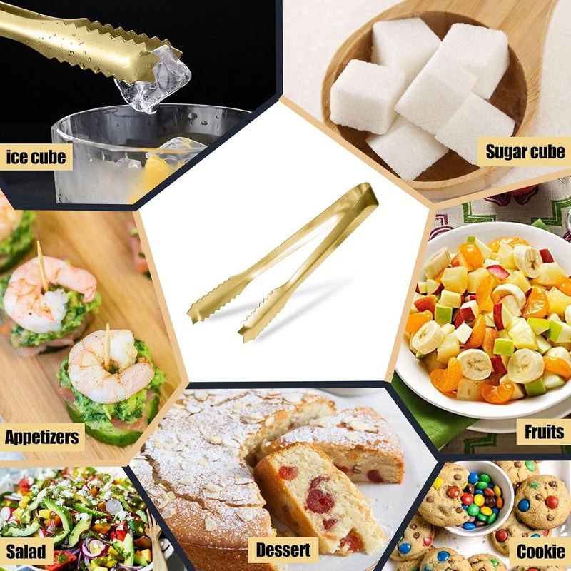 WAFJAMF Ice Tongs for Bucket,7 Inch Bar Serving Tongs, 304 Stainless Steel,-Plated-for Party Kitchen Restaurant (2-Pack) - Image 5