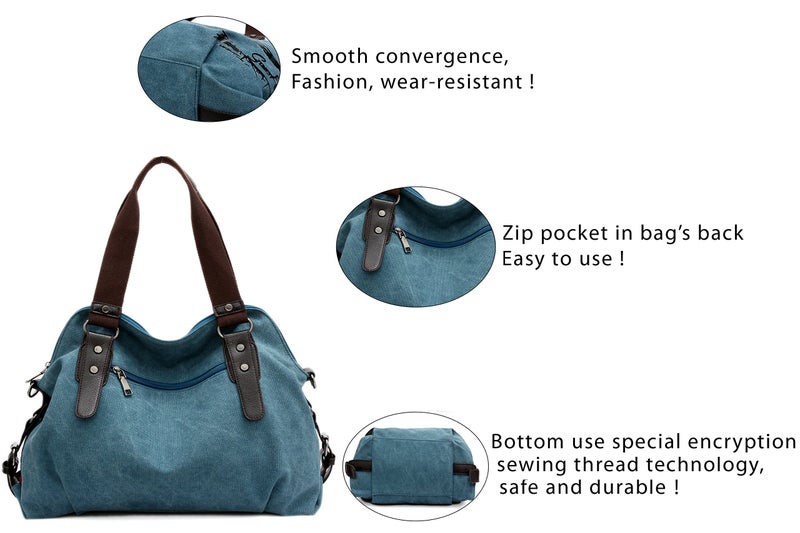 Chikencall Women Bags Casual Vintage Hobo Canvas Mulit-Pocket Daily Purse Top Handle Shoulder Tote Shopper Handbags Brown - Image 5