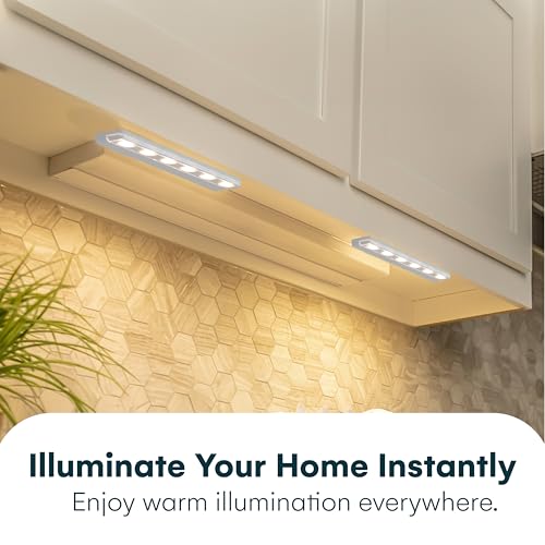 Brilliant Evolution 0.9" Ultra-Thin Wireless Under Cabinet Lights Battery-Operated LED Fixtures - 8.5" L Stick-On Push Lighting - 65 Lumens Warm White, Timer Included for Kitchen, Closet NAD Counter - Image 2