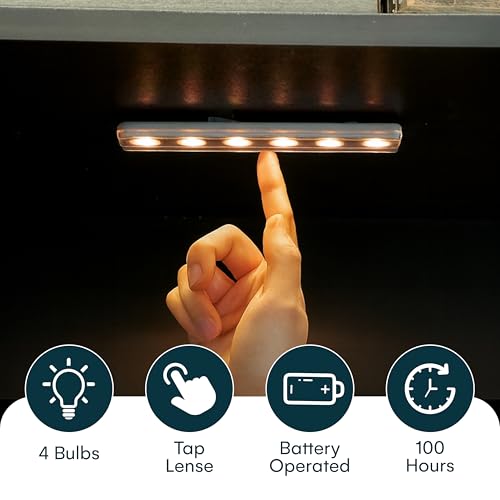 Brilliant Evolution 0.9" Ultra-Thin Wireless Under Cabinet Lights Battery-Operated LED Fixtures - 8.5" L Stick-On Push Lighting - 65 Lumens Warm White, Timer Included for Kitchen, Closet NAD Counter - Image 4