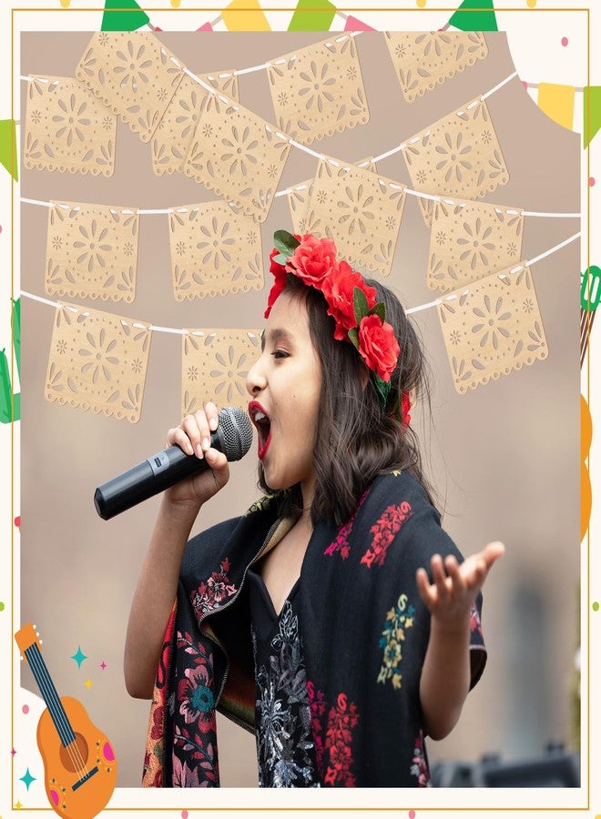 Simgoing 4 Pack Cielito Lindo Party Decoration Wooden Papel Picado Banner Fiesta Mexican Decoration Cielito Lindo Wedding Banner for Cinco De Mayo Baby Shower Dia De Los Muertos(Classic) - Image 5