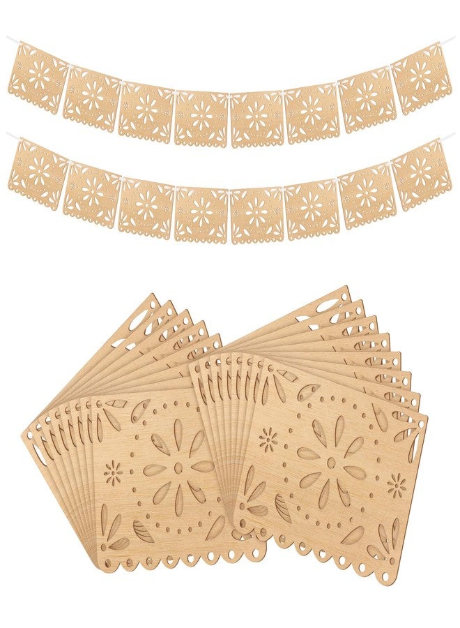 Simgoing 4 Pack Cielito Lindo Party Decoration Wooden Papel Picado Banner Fiesta Mexican Decoration Cielito Lindo Wedding Banner for Cinco De Mayo Baby Shower Dia De Los Muertos(Classic) - Image 1