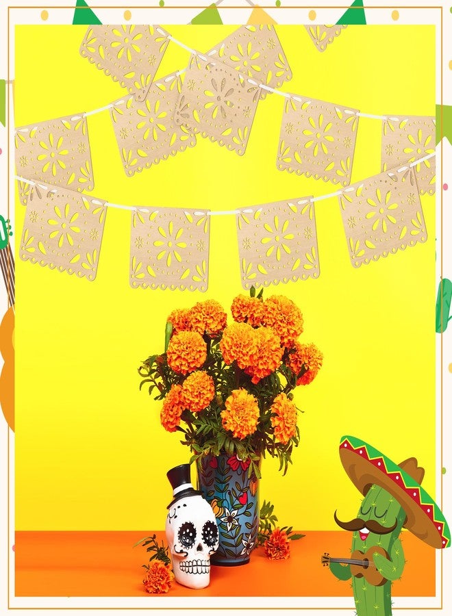 Simgoing 4 Pack Cielito Lindo Party Decoration Wooden Papel Picado Banner Fiesta Mexican Decoration Cielito Lindo Wedding Banner for Cinco De Mayo Baby Shower Dia De Los Muertos(Classic) - Image 3