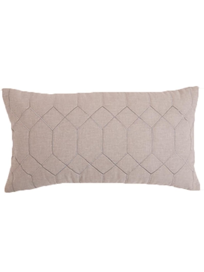 ZEBA World Embrodiered Geometric Quilted Cushion Cover - Decorative | Sofa, Bedroom, Couch | Cotton - Grey - 12x22 inch (30x56 cms) (Pack of 1) - Image 2